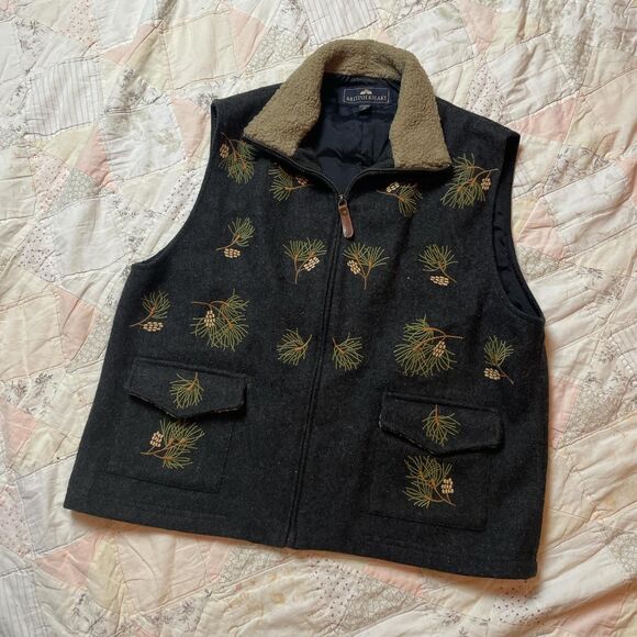 british khaki rare vintage dark charcoal gray sleeveless wool vest size medium - Picture 3 of 7